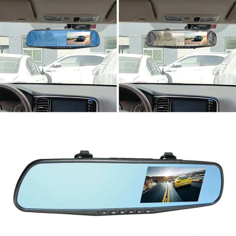 1080P Rear View Reversing Mirror 4.3'' Front And Rear DVR Car Dash Camera Dual Lens Deals499