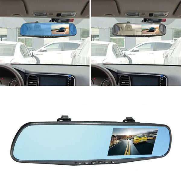 1080P Rear View Reversing Mirror 4.3'' Front And Rear DVR Car Dash Camera Dual Lens Deals499