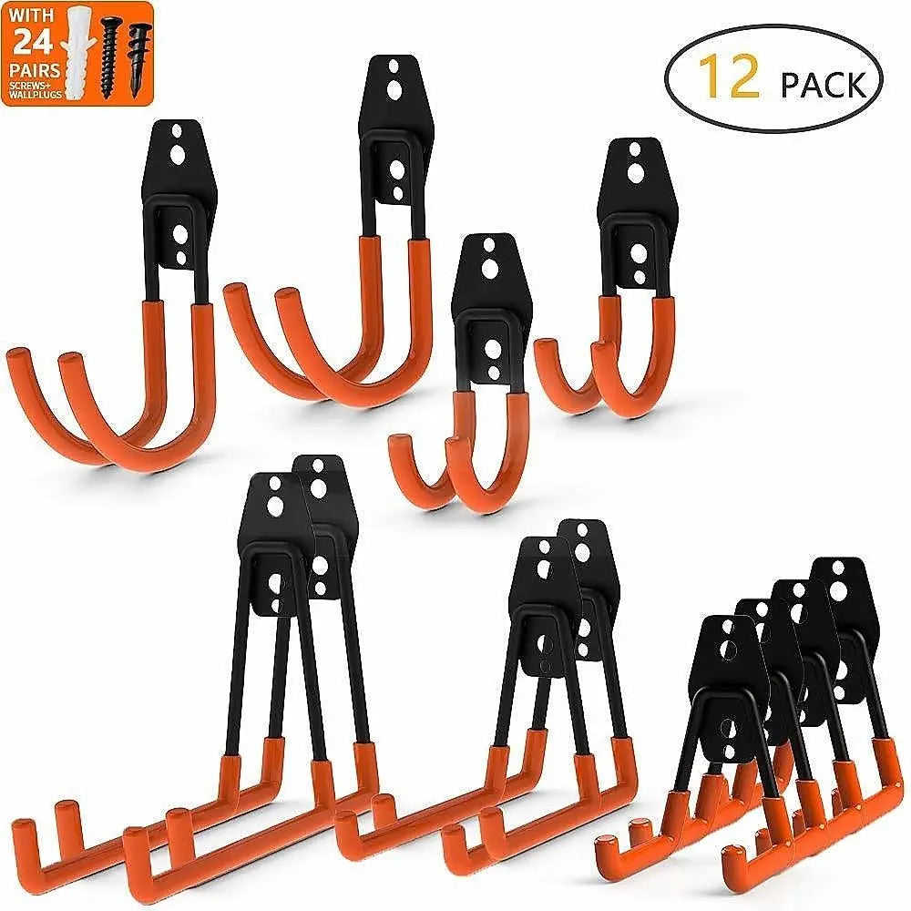 12-Pack Wall Mount Garage Hooks Tool Storage Workshop Organiser Heavy Duty Steel Deals499