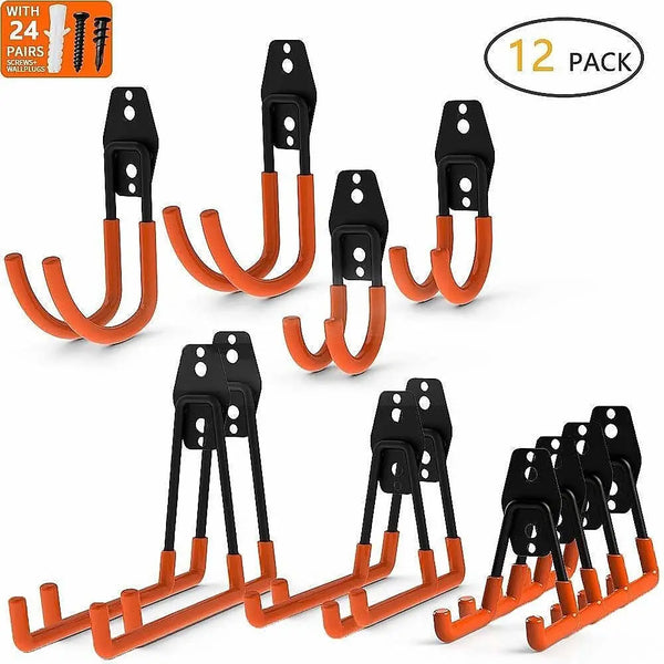 12-Pack Wall Mount Garage Hooks Tool Storage Workshop Organiser Heavy Duty Steel Deals499