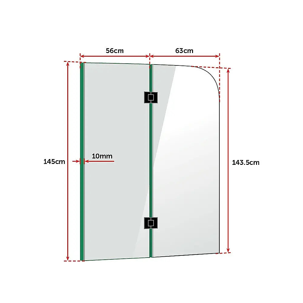 1200 x 1450mm Frameless Bath Panel 10mm Glass Shower Screen By Della Francesca Deals499