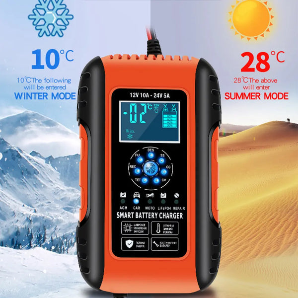 12V-24V Car Battery Charger LCD Automatic Smart Boat Caravan Motorcycle Truck Deals499
