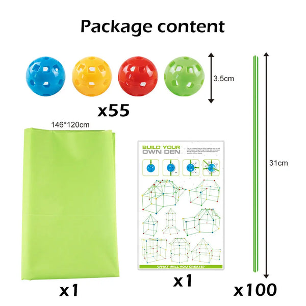 156Pcs Kids Construction Fortress Building Kit DIY Build Your Own Den Toy Gifts Deals499