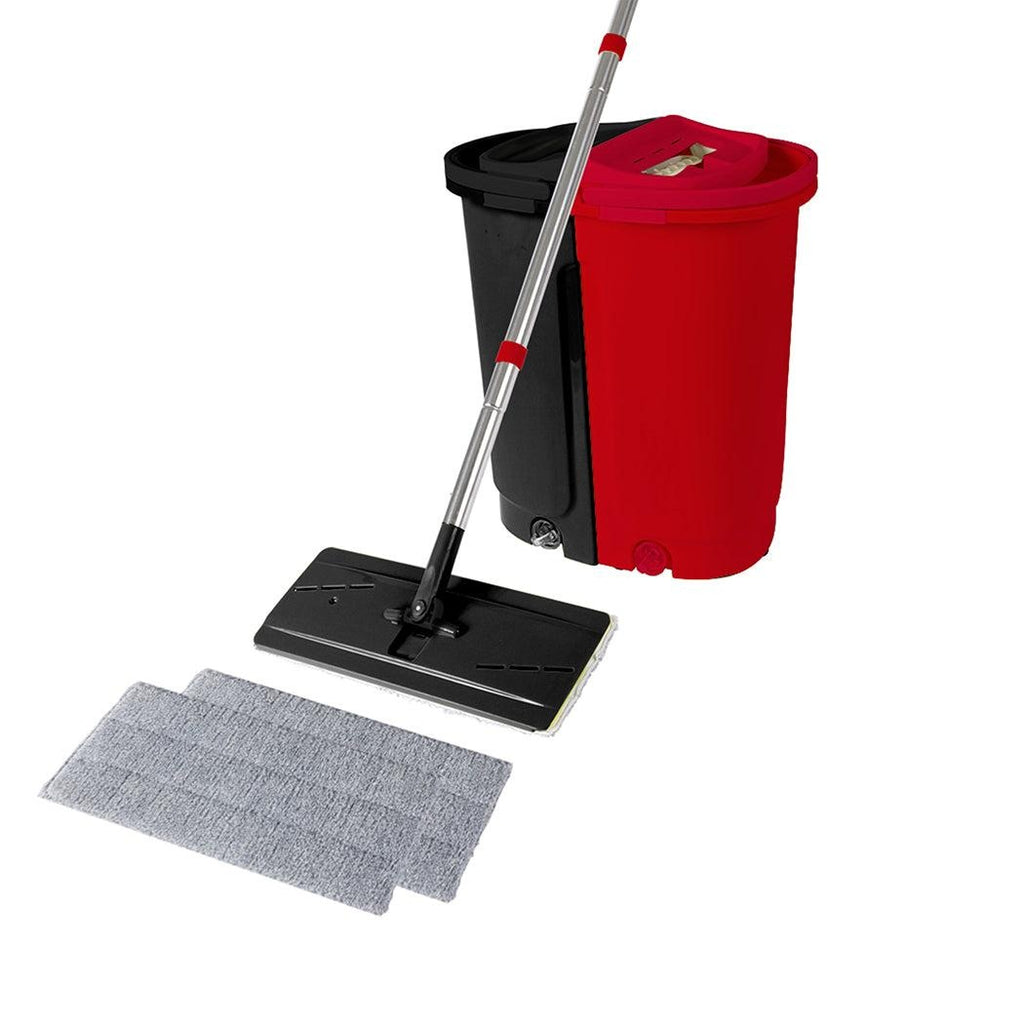 Flat Mop Bucket Floor Cleaner Set Stainless Steel Wet Dry Microfiber Mop Heads Deals499