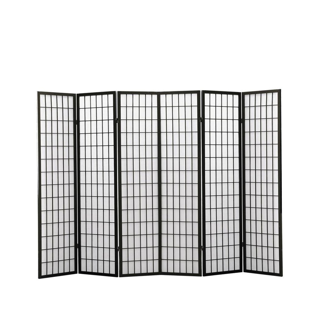Levede 6 Panel Free Standing Foldable  Room Divider Privacy Screen Black Frame Deals499