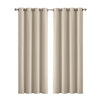 2x Blockout Curtains Panels 3 Layers Eyelet Room Darkening 140x230cm Beige Deals499