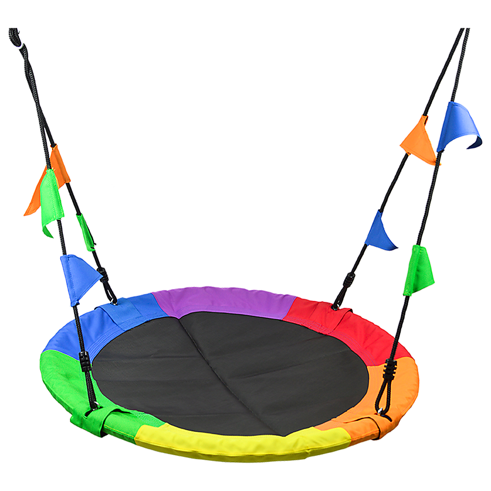 1m Tree Swing in Multi-Color Rainbow Kids Indoor/Outdoor Round Mat Saucer Swing Deals499