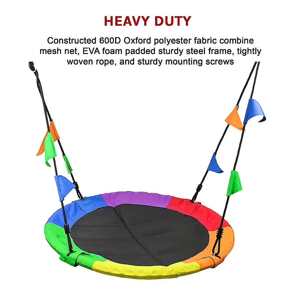 1m Tree Swing in Multi-Color Rainbow Kids Indoor/Outdoor Round Mat Saucer Swing Deals499