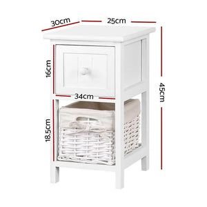 2 PCS Artiss Bedside Table - White Deals499