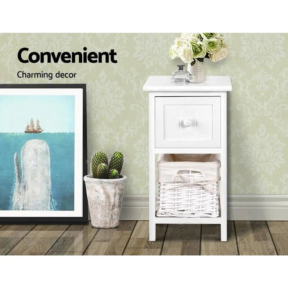 2 PCS Artiss Bedside Table - White Deals499