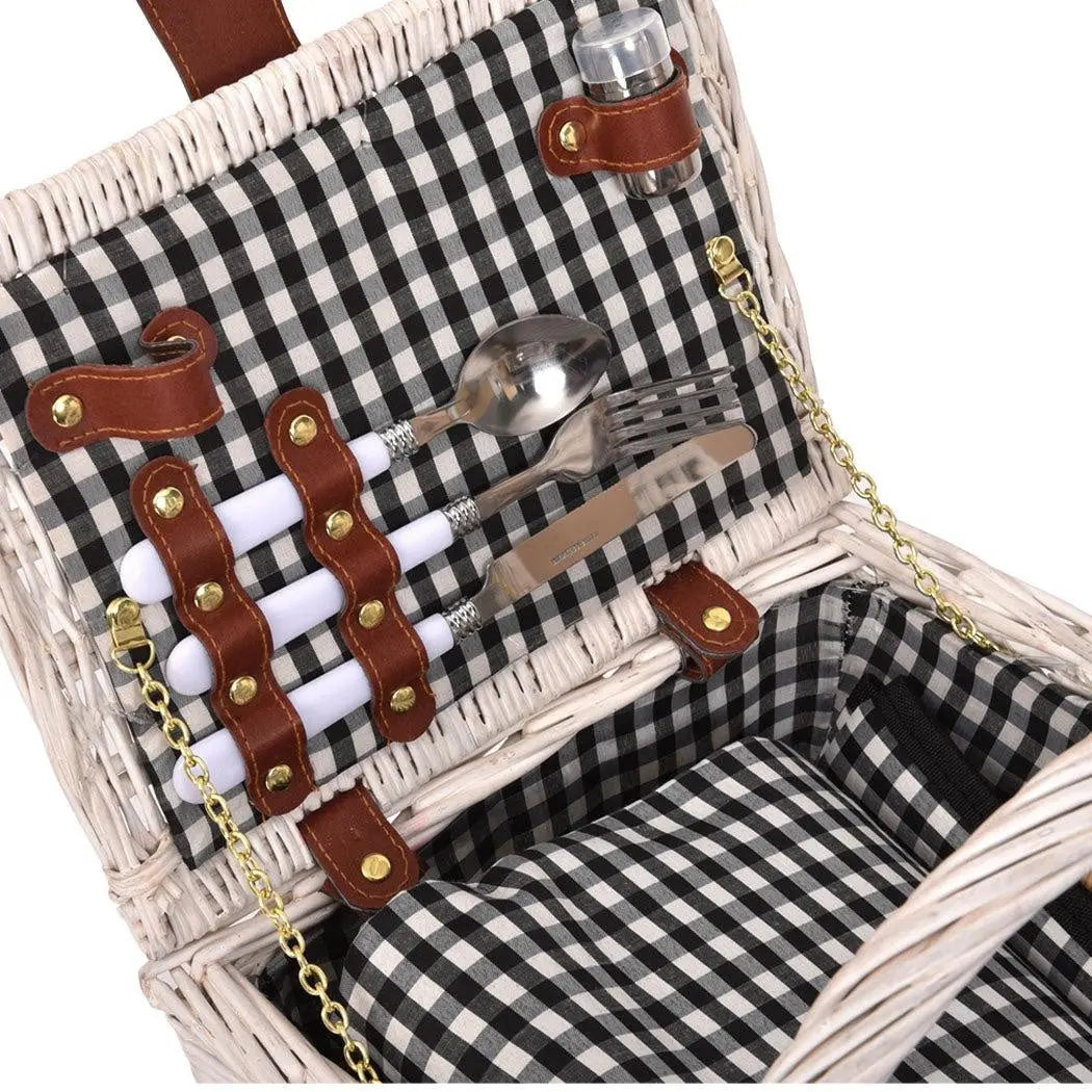 2 Person Picnic Basket Baskets Set Outdoor Blanket Deluxe Wicker Gift Storage Deals499