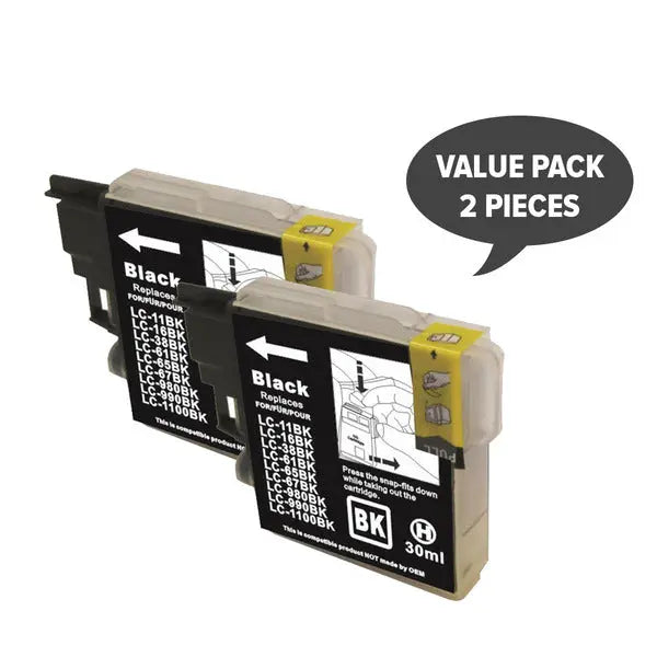 2 x LC38 LC67 Black Compatible Inkjet Cartridge BROTHER
