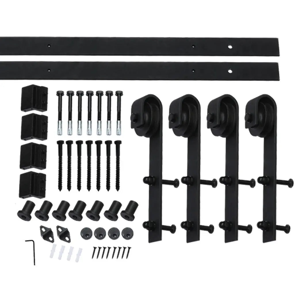 2.44M Antique Classic Style Double Sliding Barn Door Hardware Track Roller Kit Deals499