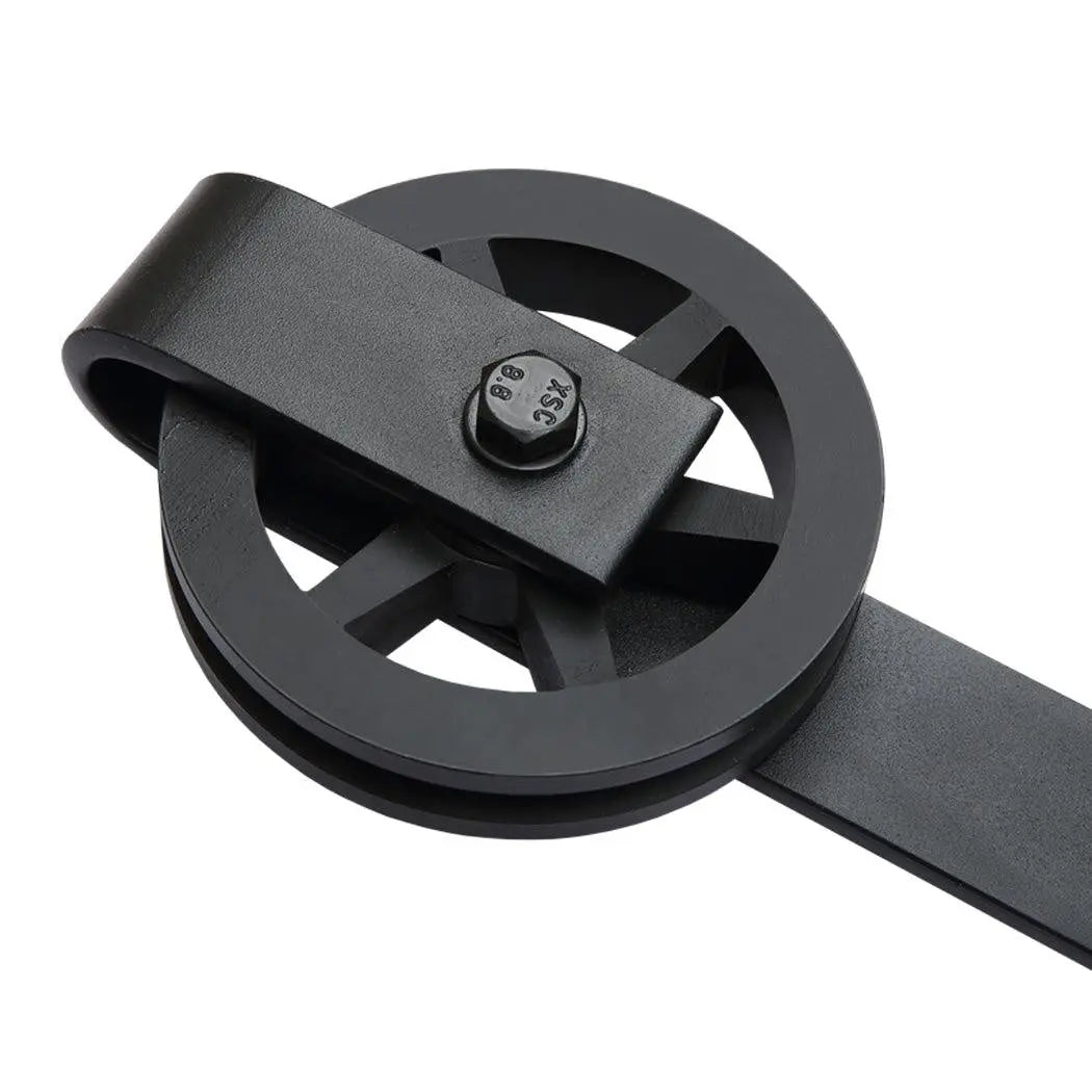 2.44M Antique Classic Style Double Sliding Barn Door Hardware Track Roller Kit Deals499