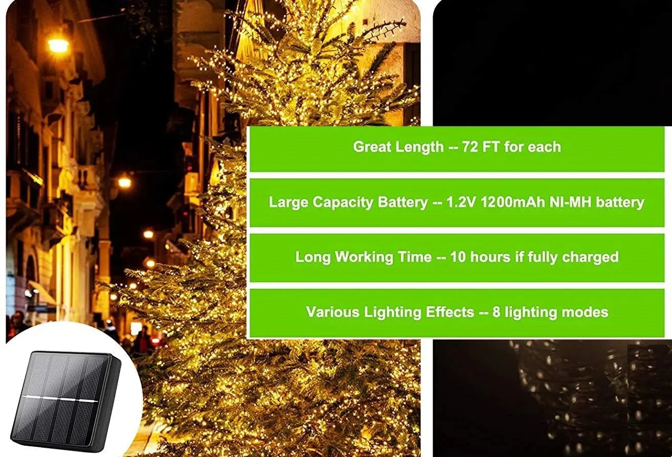 200 Waterproof LED Solar Fairy Light Outdoor with 8 Lighting Modes for Home,Garden and Decoration Deals499