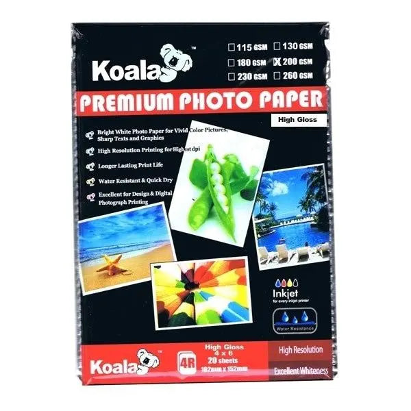 200gsm (4x6) High Gloss Photo (20 Sheets) KOALA