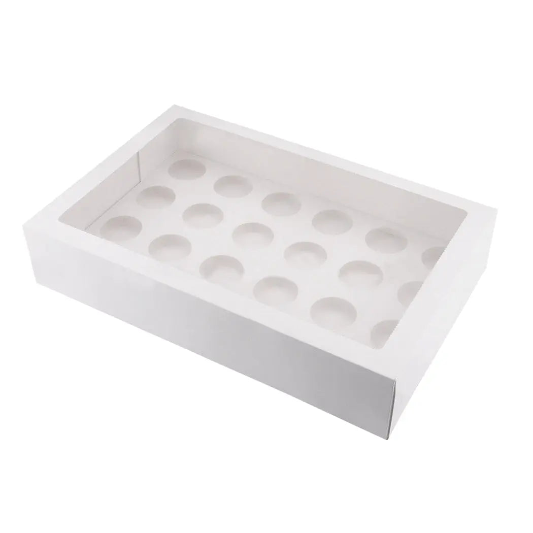 24 Holes Cupcake Boxes 5/20 Pk Window Face With Inserts Cake Boxes Board Deals499