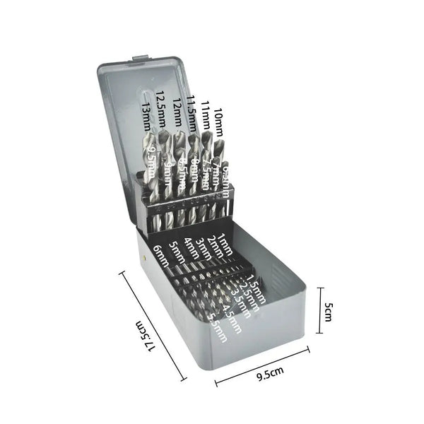 25Pcs HSS Drill Bit Set High Speed Steel Metric Metal Case 1mm - 13mm Coated New Deals499