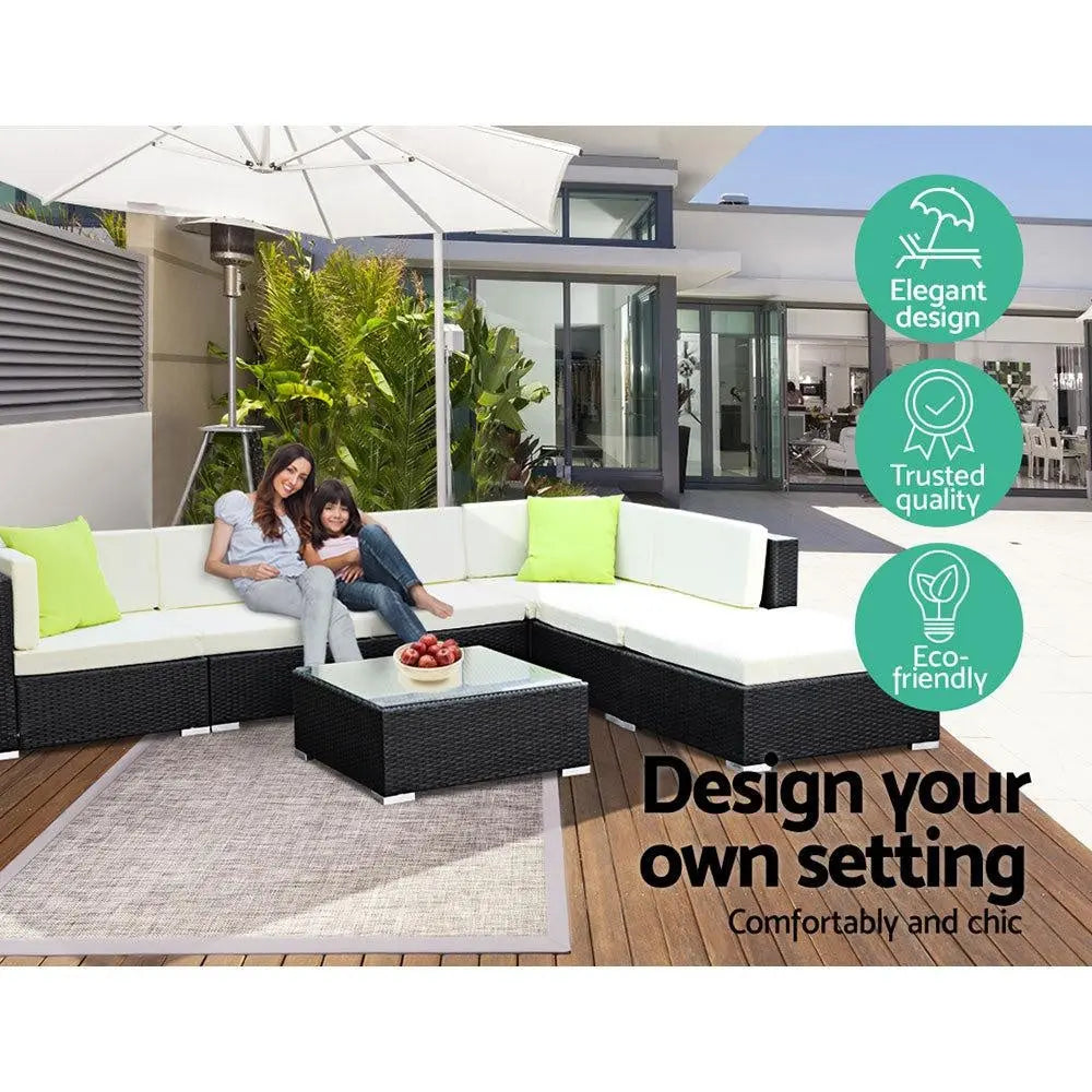 2PC Gardeon Outdoor Furniture Sofa Set Wicker Rattan Garden Lounge Chair Setting Deals499