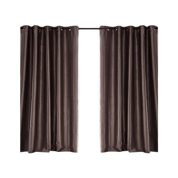 2X Blockout Curtains Blackout Curtain Bedroom Window Eyelet Taupe 180CM x 213CM Deals499