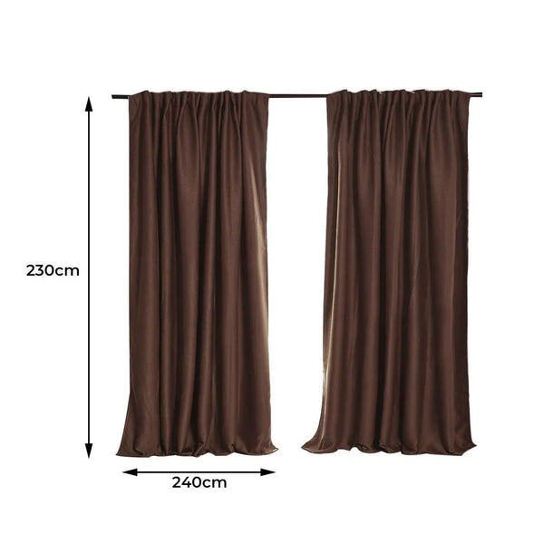 2X Blockout Curtains Curtain Blackout Bedroom 240cm x 230cm Stone Deals499