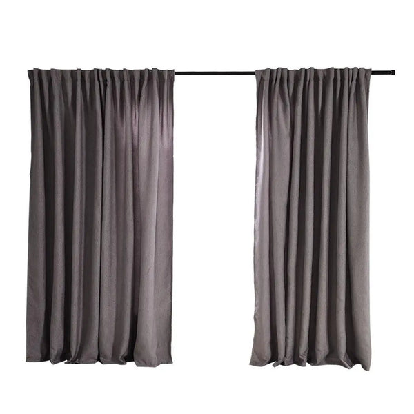 2X Blockout Curtains Curtain Living Room Window Grey 180CM x 230CM Deals499