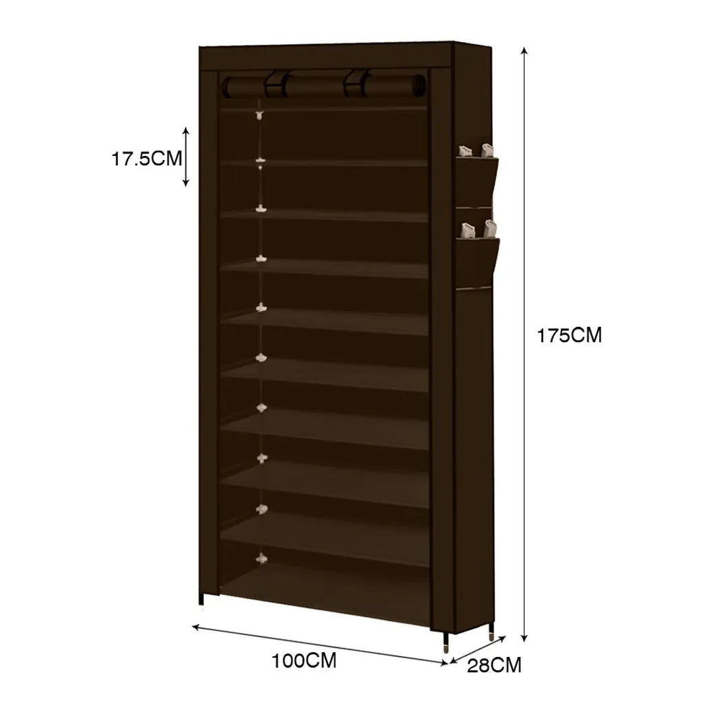 2X Levede Shoe Rack Storage Cabinet Cube DIY Organiser 10 Tier Organizer Brown Deals499