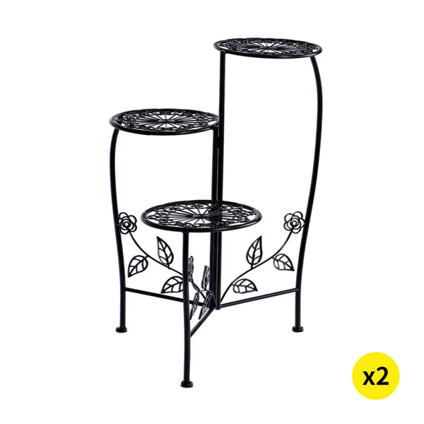 2X Wrought Iron Outdoor Indoor Flower Pots Plant Stand Garden Metal Corner Shelf Deals499