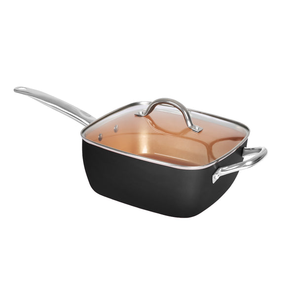 Saucepan Set Frying Pan Non Stick Deep Fry Steamer Lid Stainless Steel Handle Black Deals499