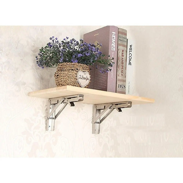 2x 10" Stainless Steel Folding Table Bracket Shelf Bench 50kg Load Heavy Duty Deals499