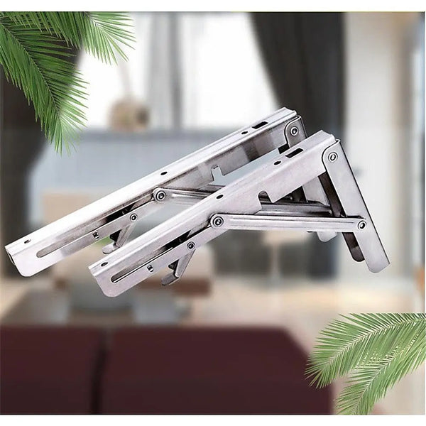2x 10" Stainless Steel Folding Table Bracket Shelf Bench 50kg Load Heavy Duty Deals499