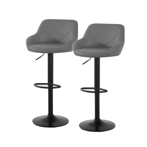 2x Bar Stools Stool Kitchen Chairs Swivel PU Barstools Industrial Vintage Grey Deals499