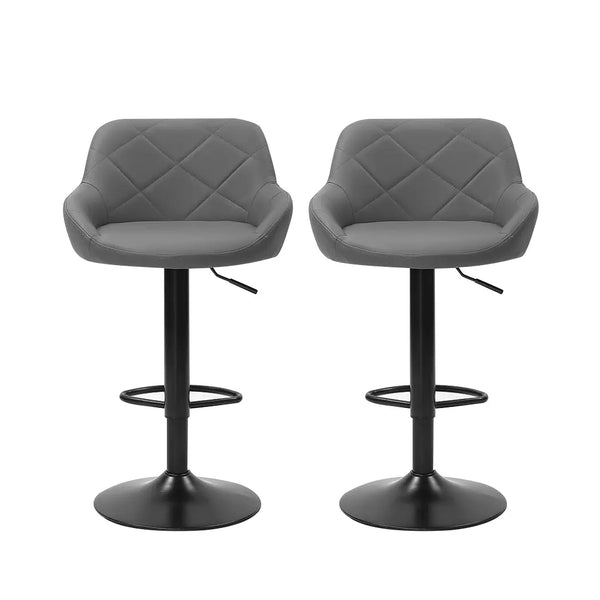 2x Bar Stools Stool Kitchen Chairs Swivel PU Barstools Industrial Vintage Grey Deals499