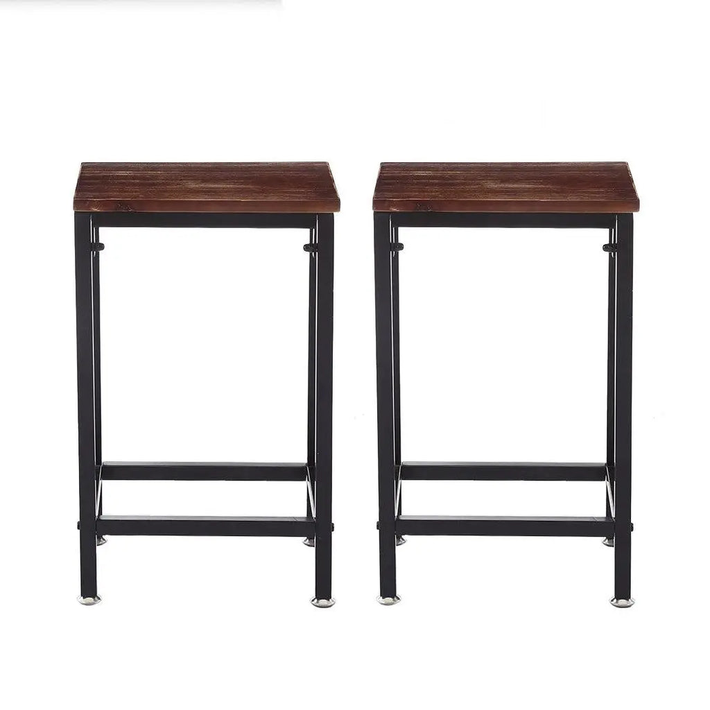 2x Bar Stools Stool Kitchen Wooden Black Chair Dining Metal Industrial Barstools Deals499