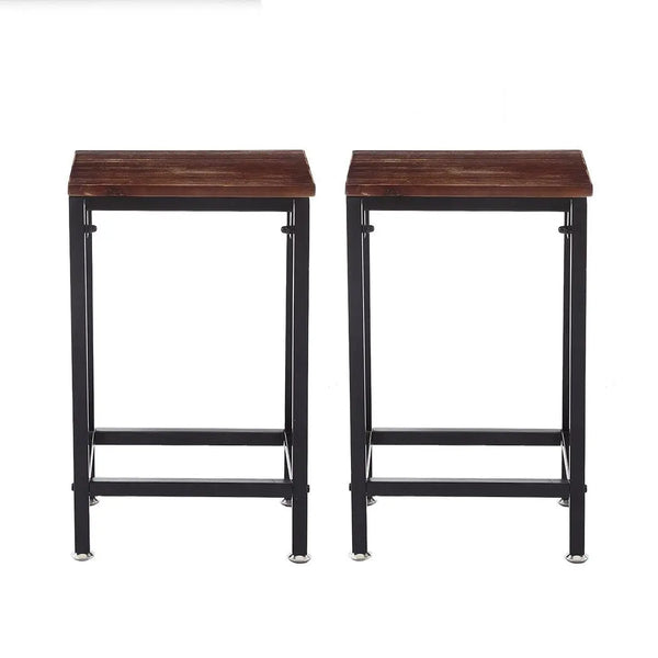 2x Bar Stools Stool Kitchen Wooden Black Chair Dining Metal Industrial Barstools Deals499