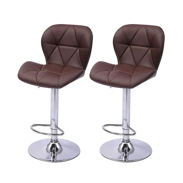 2x Bar Stools Stool Swivel Gas Lift Kitchen Leather Chair Chairs Metal Barstools Deals499