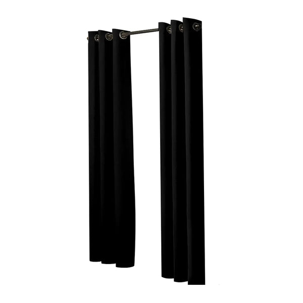 2x Blockout Curtains Panels 3 Layers Eyelet Room Darkening 132x213cm Black Deals499