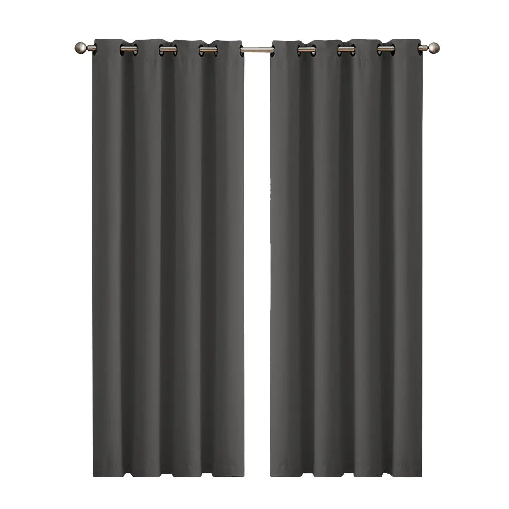 2x Blockout Curtains Panels 3 Layers Eyelet Room Darkening 140x230cm Charcoal Deals499