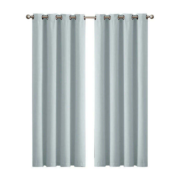 2x Blockout Curtains Panels 3 Layers Eyelet Room Darkening 140x230cm Green Deals499