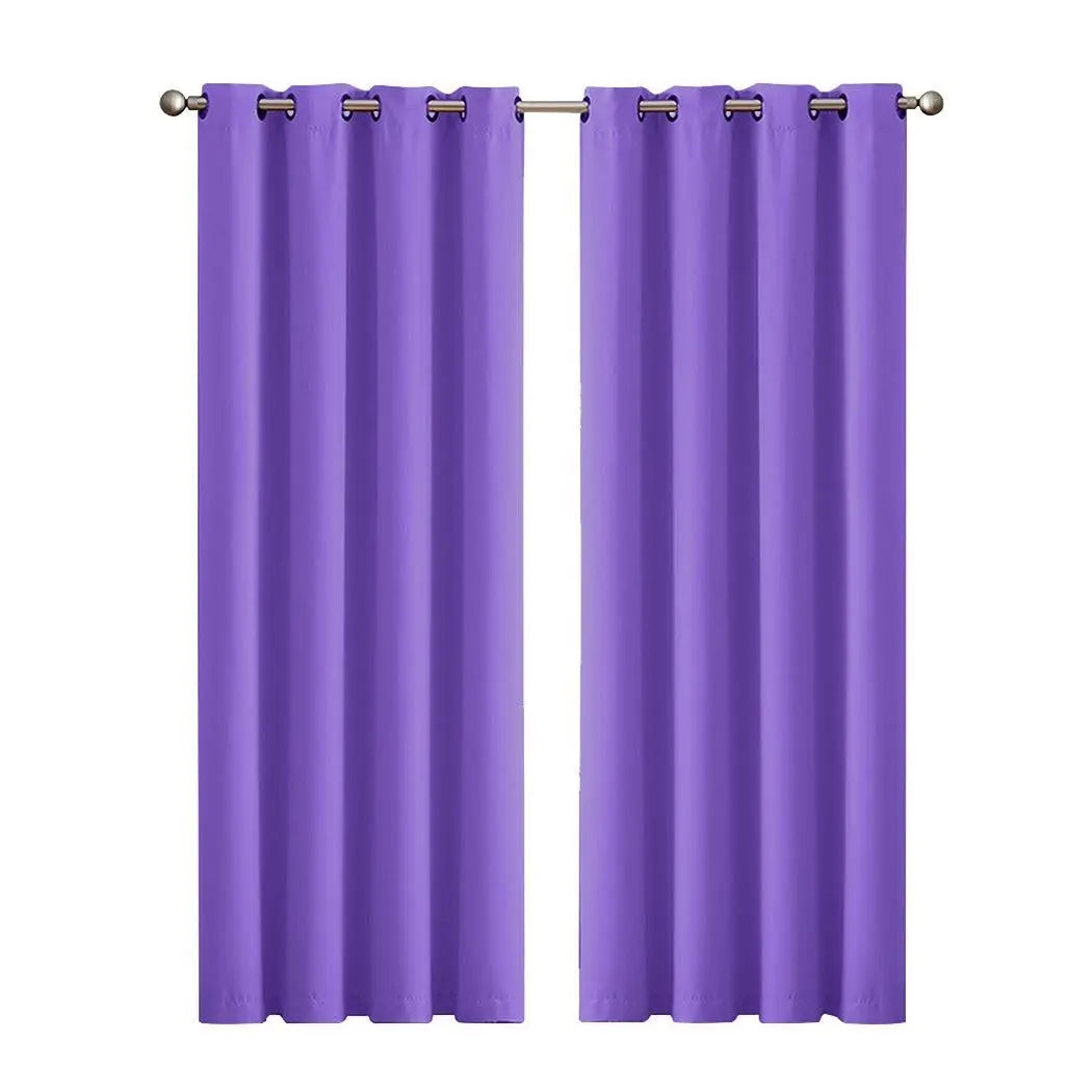 2x Blockout Curtains Panels 3 Layers Eyelet Room Darkening 140x230cm Purple Deals499