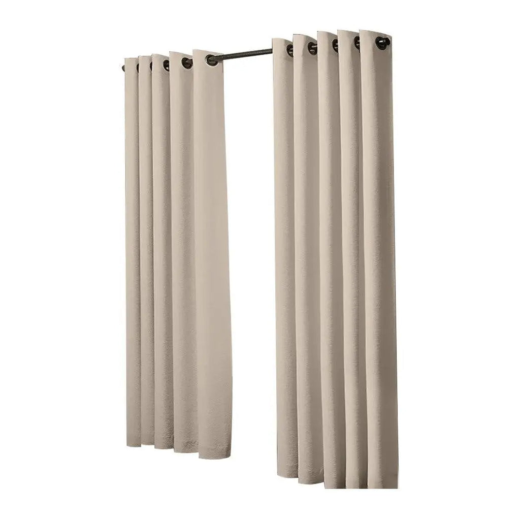 2x Blockout Curtains Panels 3 Layers Eyelet Room Darkening 180x230cm Beige Deals499