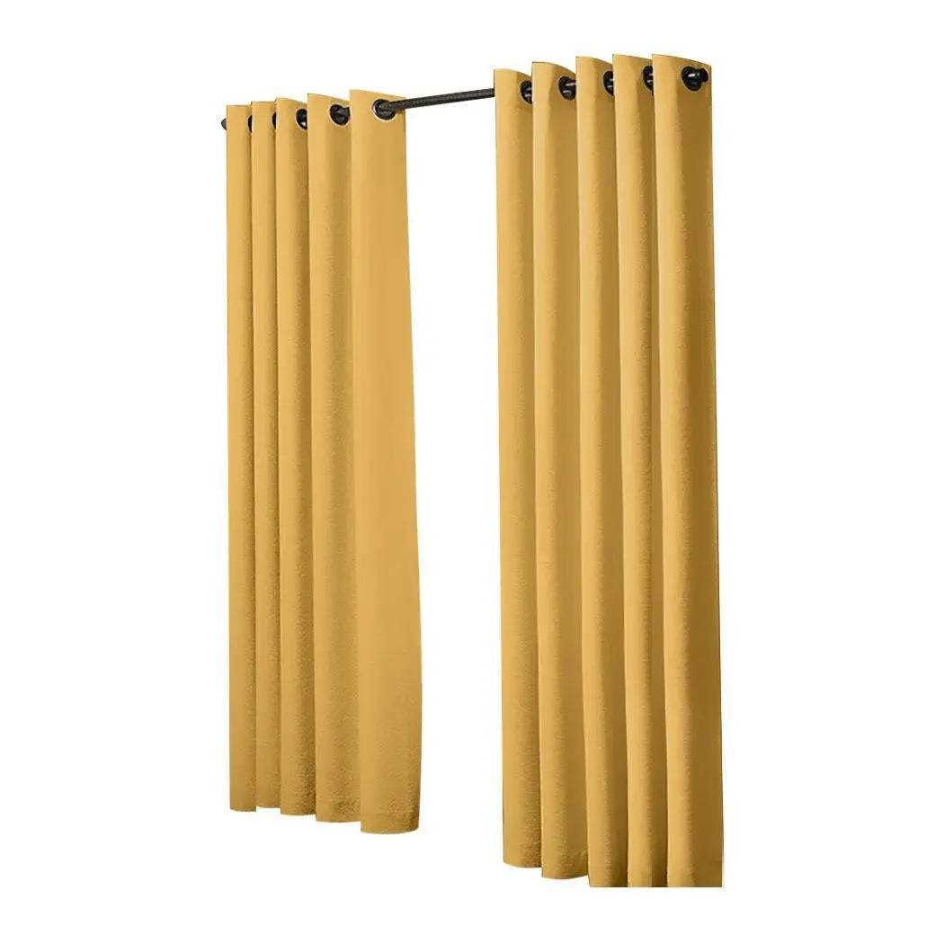 2x Blockout Curtains Panels 3 Layers Eyelet Room Darkening 180x230cm Mustard Deals499