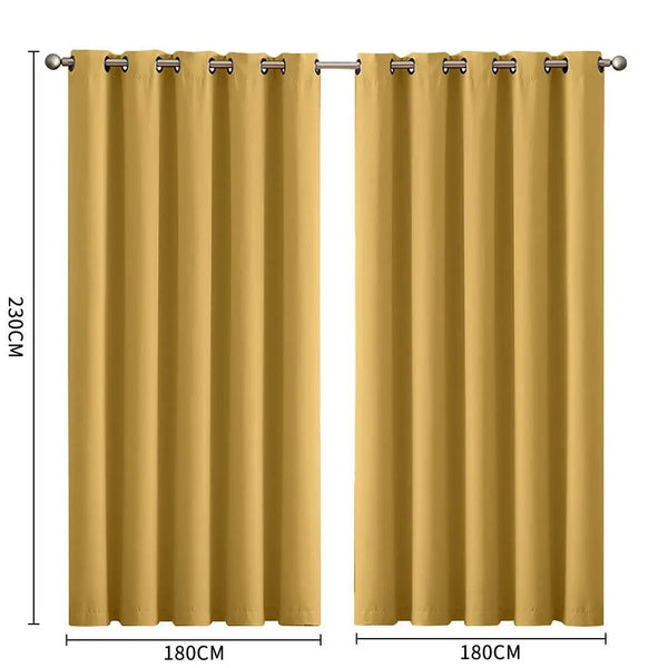 2x Blockout Curtains Panels 3 Layers Eyelet Room Darkening 180x230cm Mustard Deals499