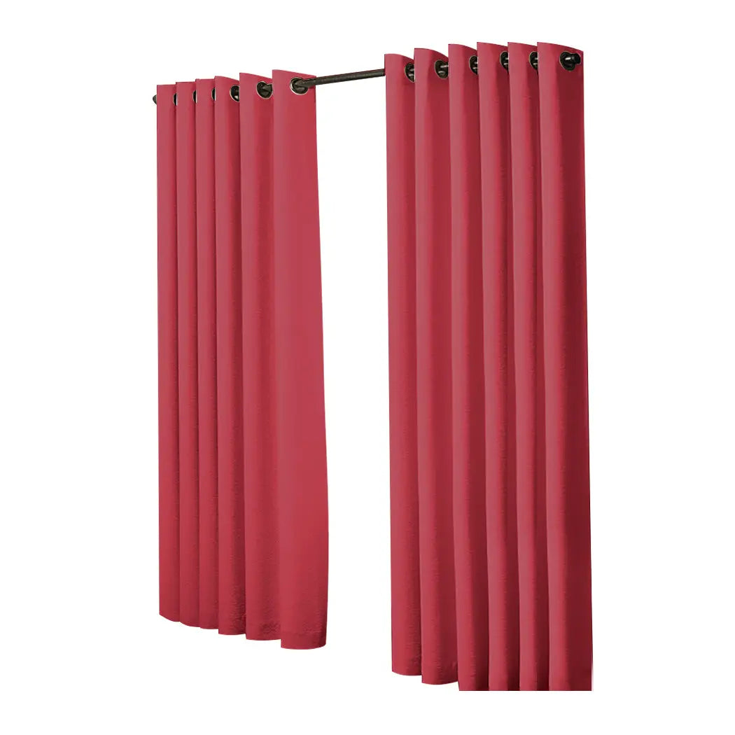2x Blockout Curtains Panels 3 Layers Eyelet Room Darkening 240x230cm Burgundy Deals499