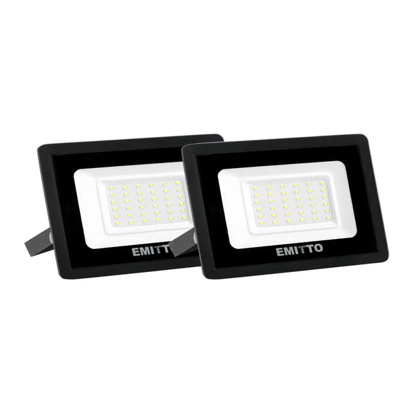 2x Emitto LED Flood Light 30W Outdoor Floodlights Lamp 220V-240V Cool White Deals499