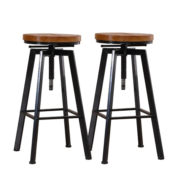 2x Levede Industrial Bar Stools Kitchen Stool Wooden Barstools Swivel Chiars Deals499