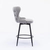 2x Swivel Bar Stools Tufted Counter Chairs with Stud Trim and Metal Base-Dark Grey Deals499