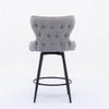 2x Swivel Bar Stools Tufted Counter Chairs with Stud Trim and Metal Base-Dark Grey Deals499