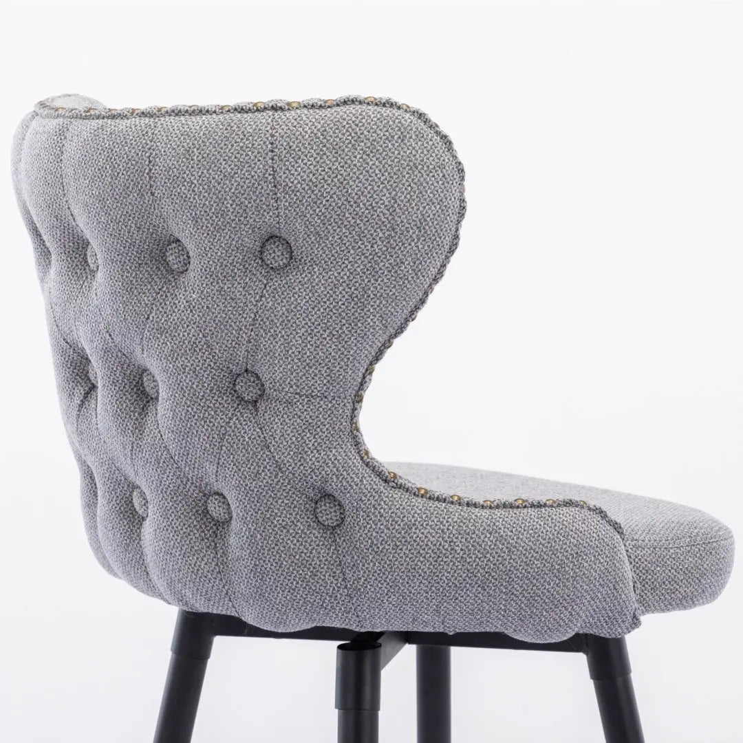 2x Swivel Bar Stools Tufted Counter Chairs with Stud Trim and Metal Base-Dark Grey Deals499