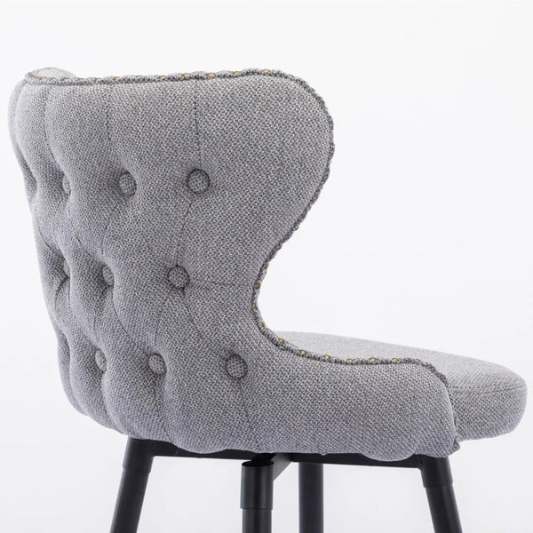 2x Swivel Bar Stools Tufted Counter Chairs with Stud Trim and Metal Base-Dark Grey Deals499